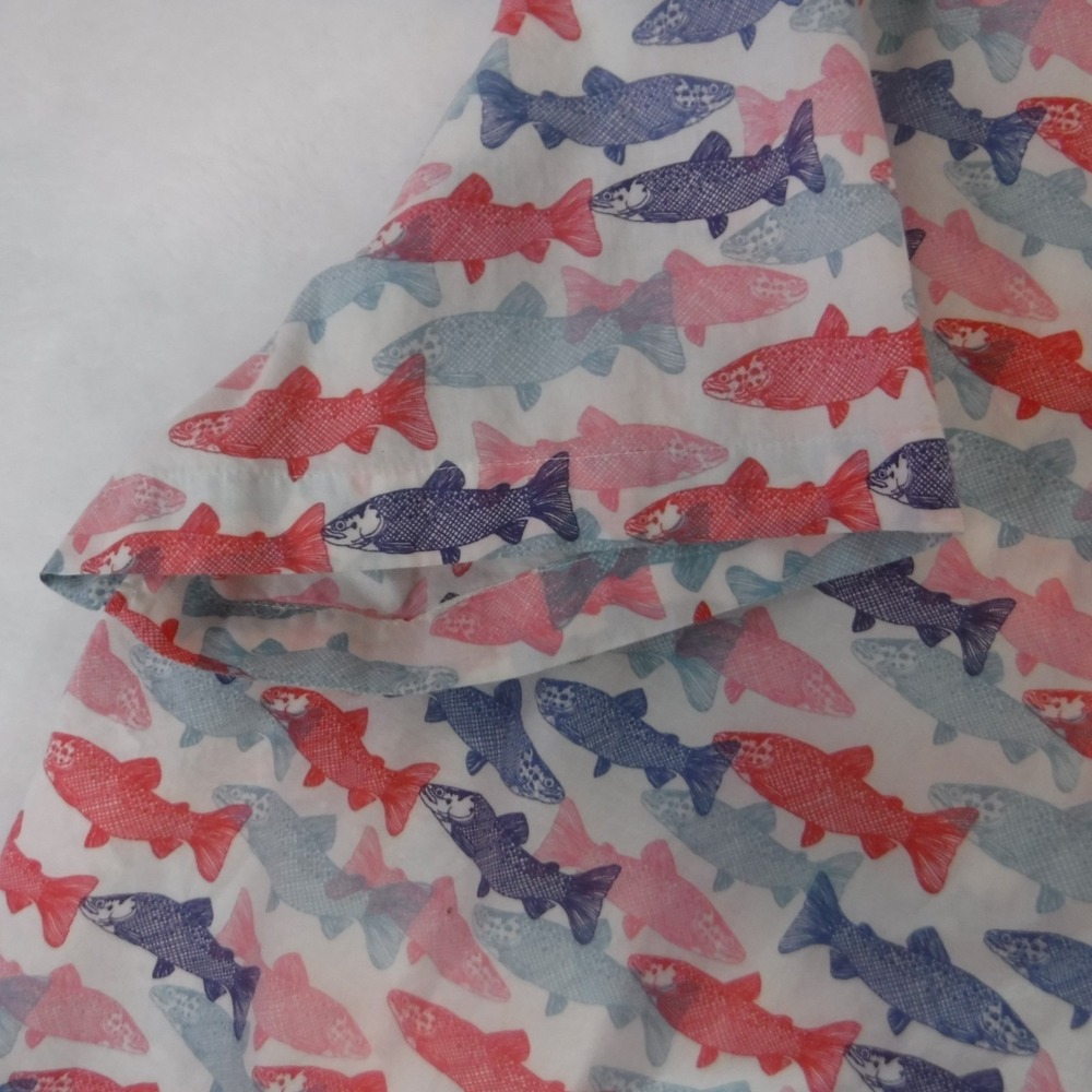 J.CREW Shirt Boy's Large Slim Fit Short Sleeve Button Down All Over Fish Print - Picture 8 of 11